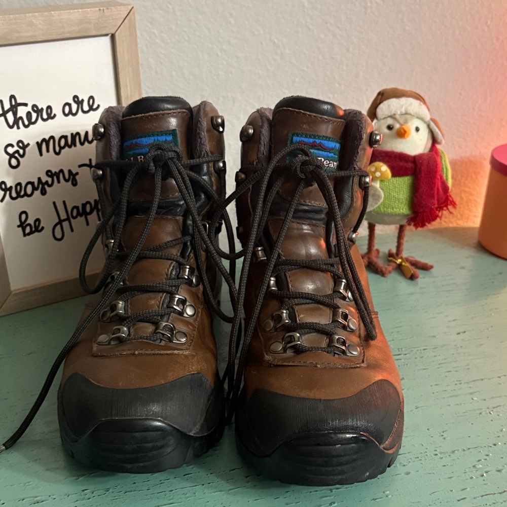 Brown L.L. Bean Hiking Boots SZ 9 mens box 102